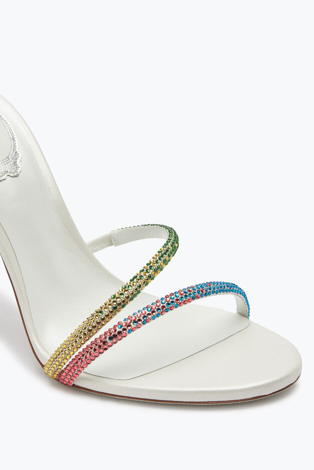 Margot White Sandal With Rainbow Crystals 105 Margot White Sandal With Rainbow Crystals 105