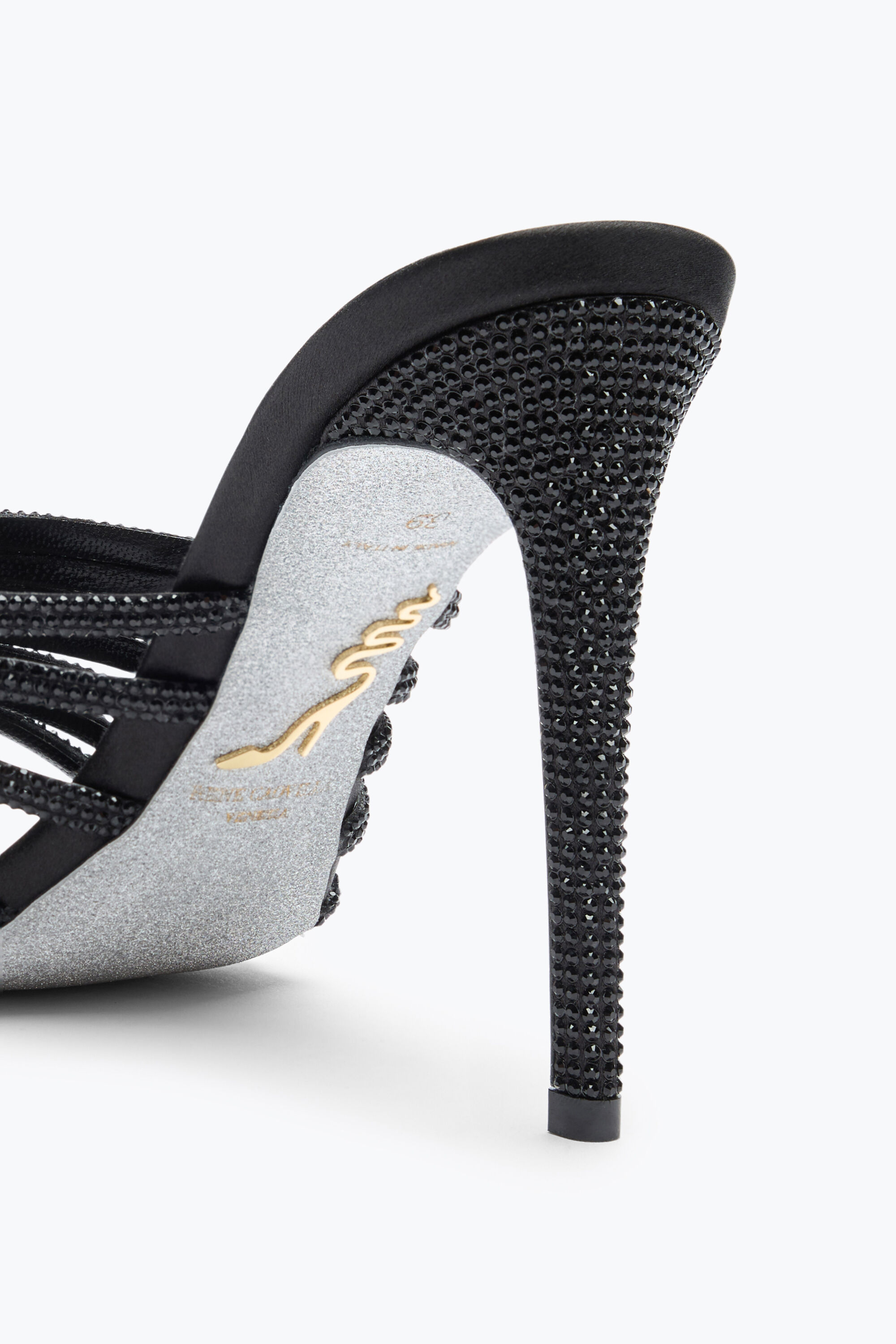 Rene Çaovilla パール装飾 ブラックミュール 36.5 Jeweled FULL TRIM | Rene Caovilla®