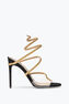 Margot Sandal In Black Suede With Gold Serpent 105