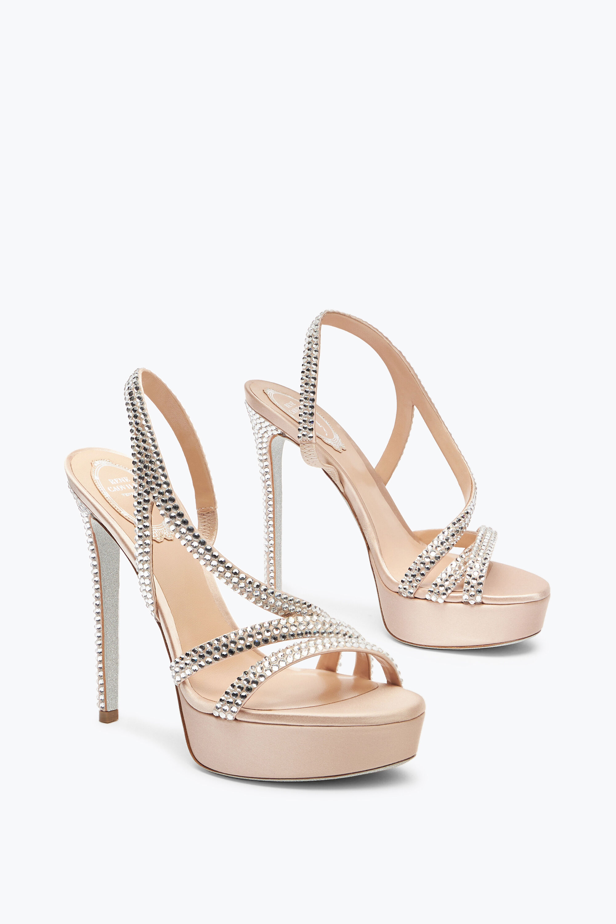 Jeweled Lisa Nude Platform Sandal With Crystals 130 | Rene Caovilla®