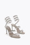CHANDELIER TAUPE SATIN/BLACK DIAMOND STRASS SANDAL