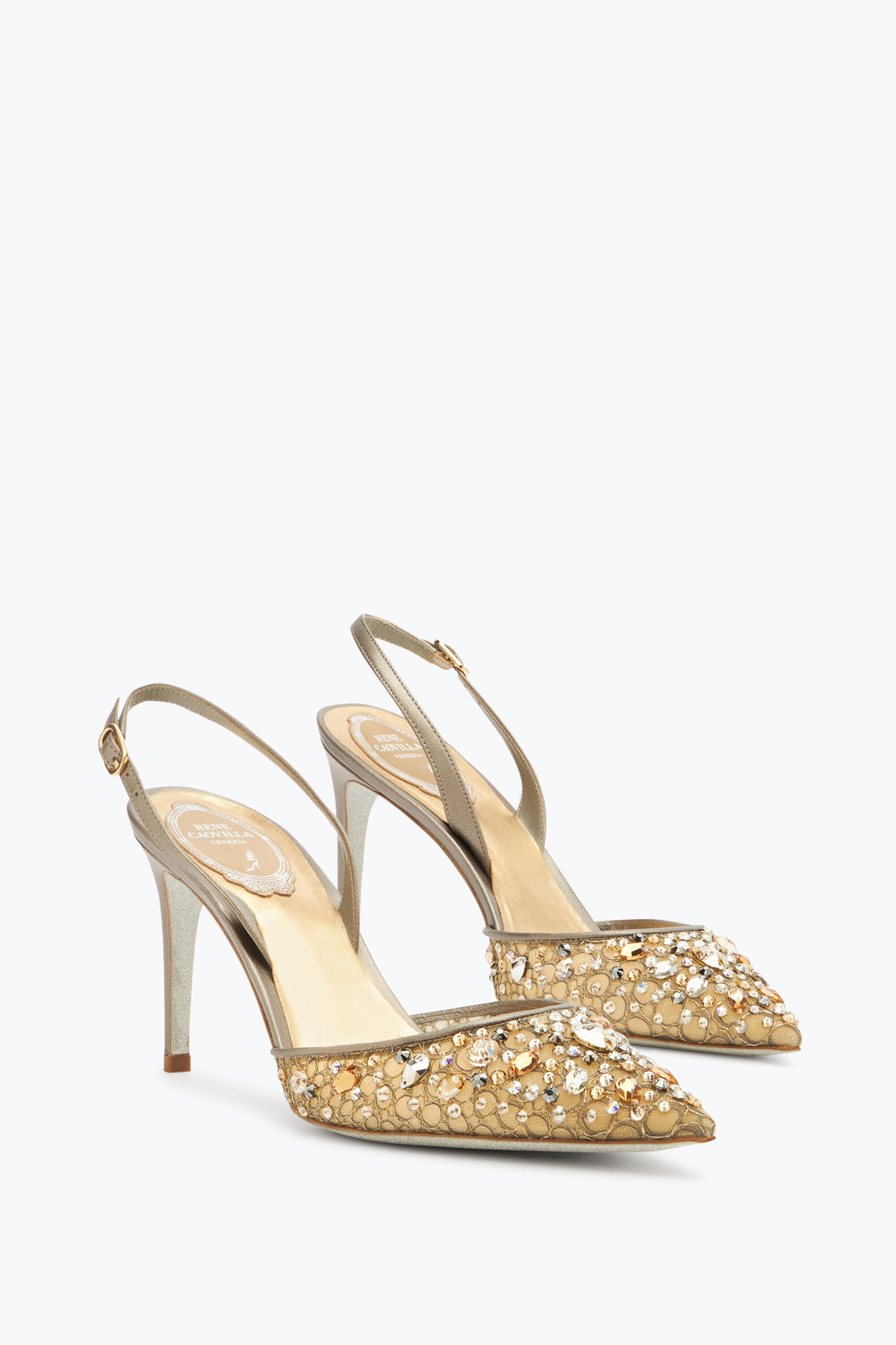 Jeweled Cinderella Bronze Slingback 80 | Rene Caovilla®