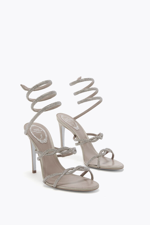 BRAID CLEO FOG SATIN/BLACK DIAMOND STRASS SANDAL