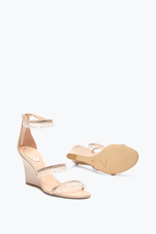 CHANDELIER POWDER PINK WEDGE SANDAL 80