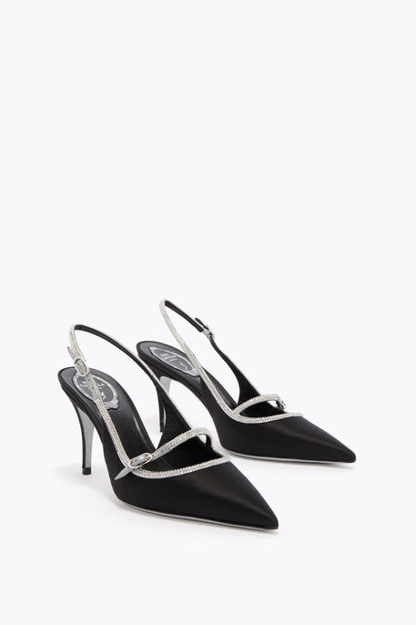 LILY BLACK AND SILVER SLINGBACK 80
