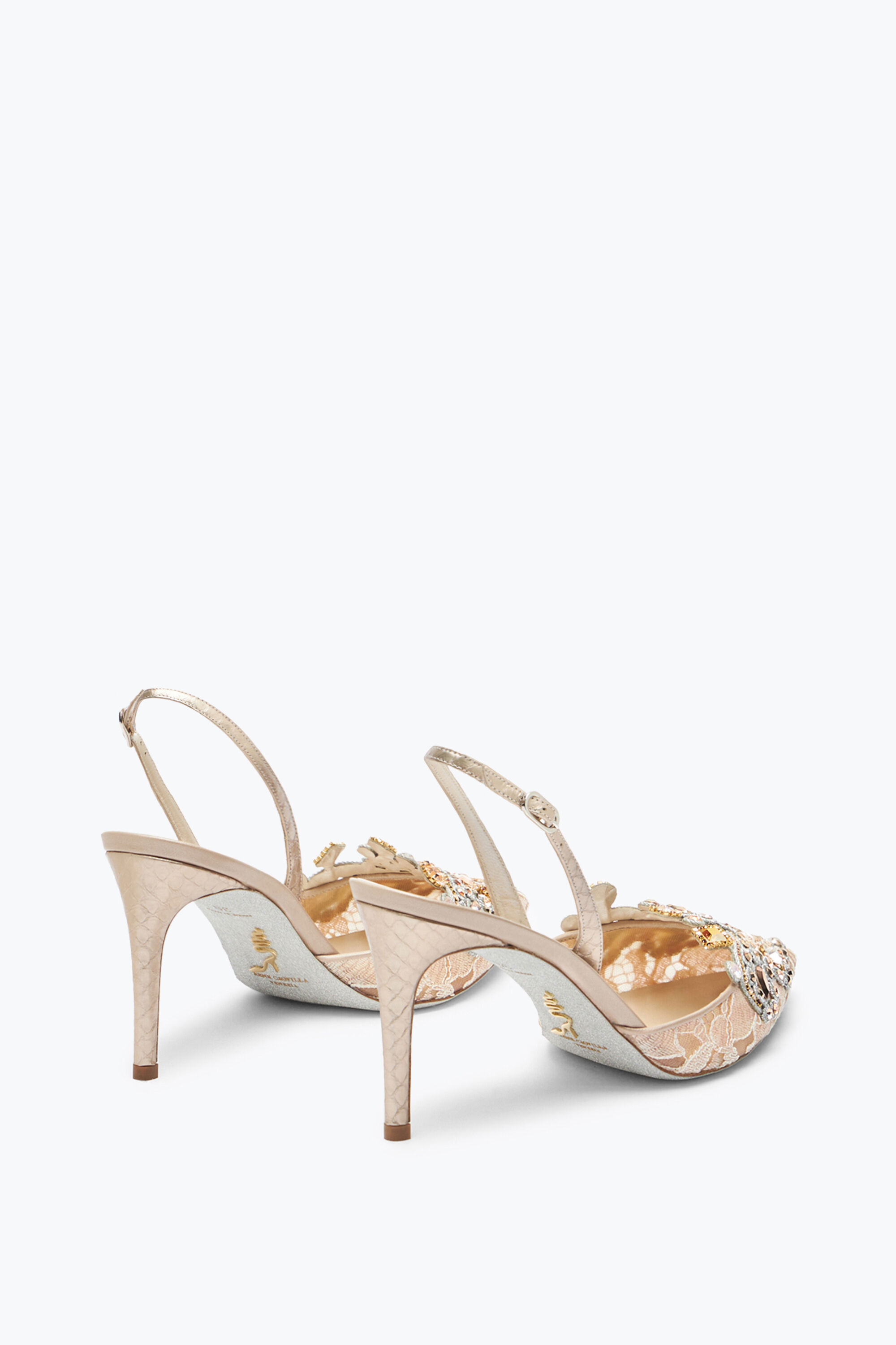 Jeweled VENEZIANA CHAMPAGNE SLINGBACK 80 | Rene Caovilla®