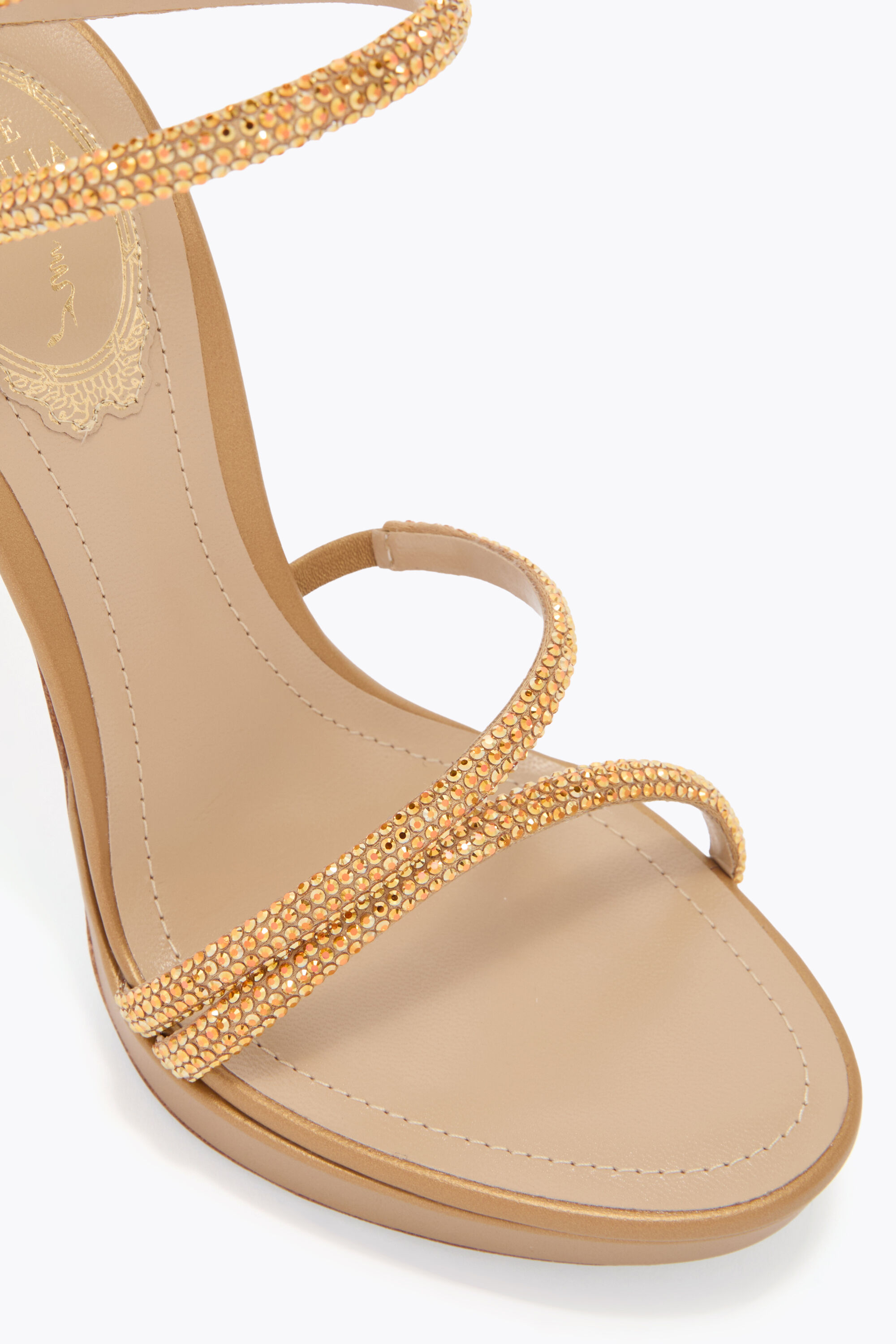 Jeweled MARGOT HONEY PLATFORM SANDAL 120 | Rene Caovilla®