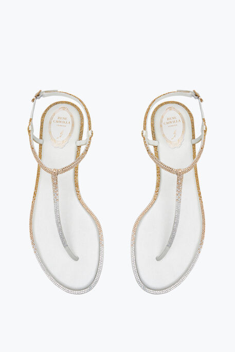 DIANA IVORY SANDAL WITH GOLD AND SILVER CRYSTALS 10