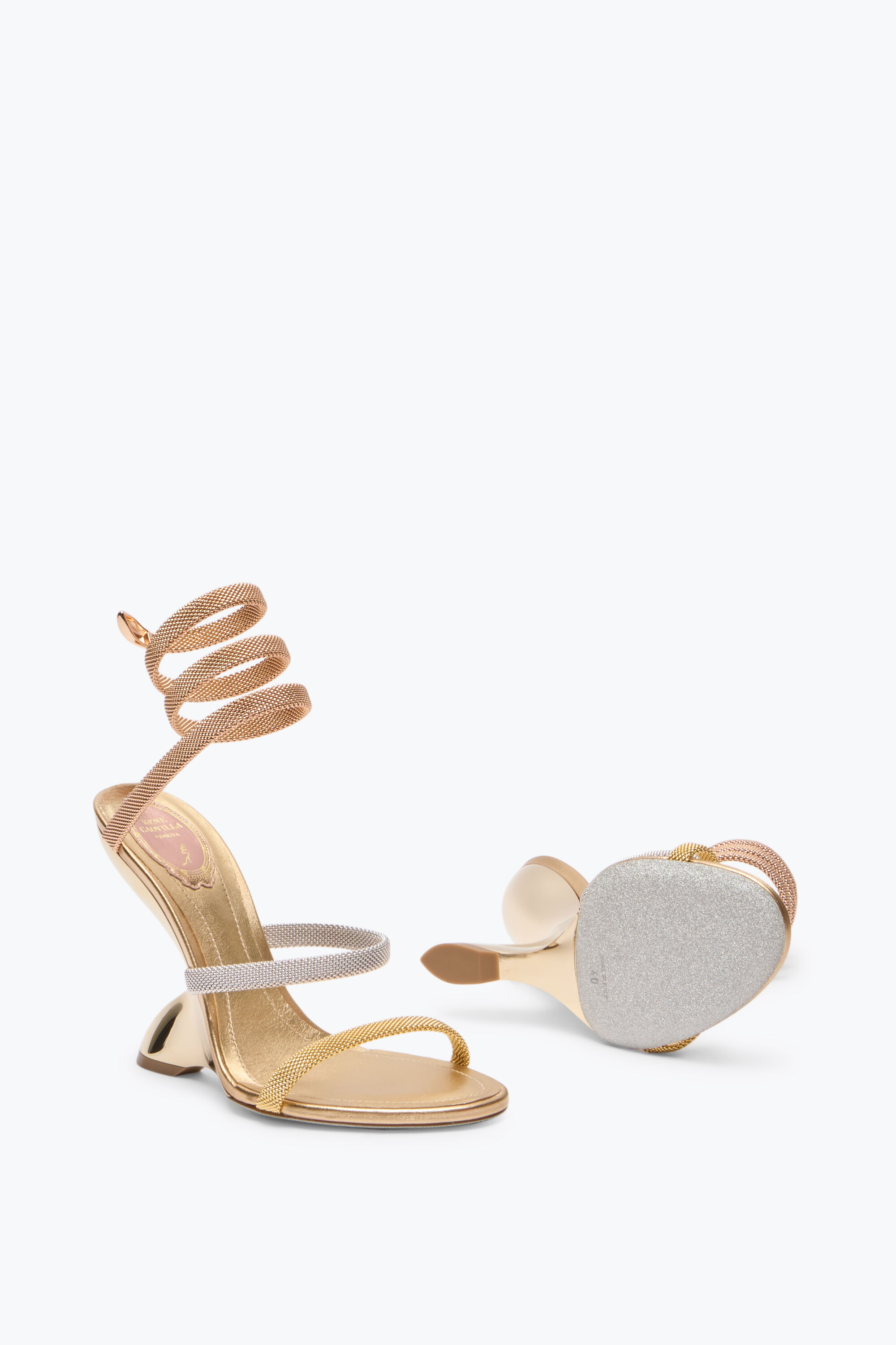 Jeweled Trigold Symphony Three-Toned Sandal 105 | Rene Caovilla® Jeweled Trigold Symphony Three-Toned Sandal 105 | Rene Caovilla®