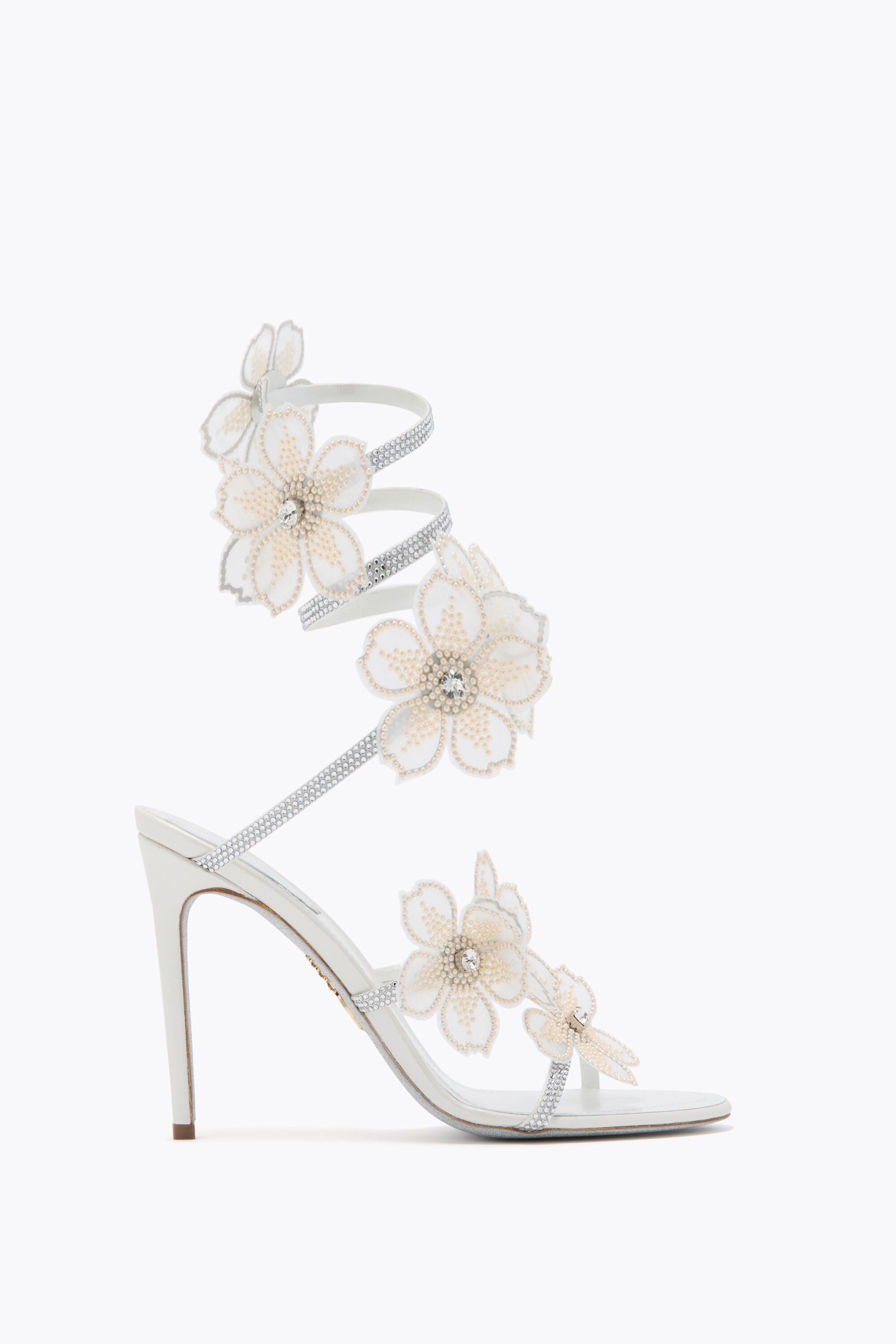 Jeweled PEACH FLOWER IVORY SANDAL 105 | Rene Caovilla®