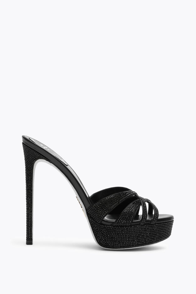 Dania Black Platform Slider Sandal 130