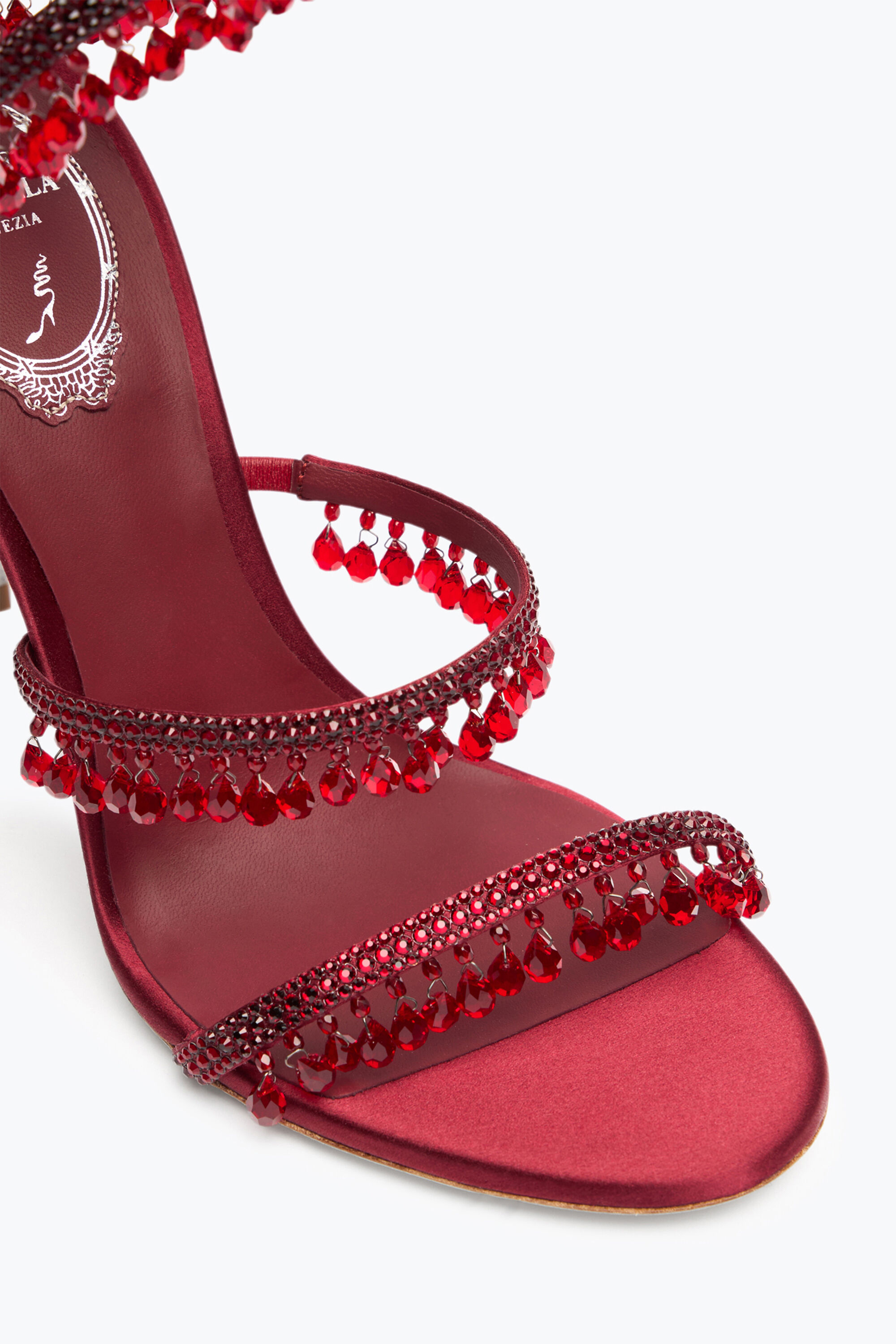 Jeweled CHANDELIER BURGUNDY SANDAL 105 | Rene Caovilla®