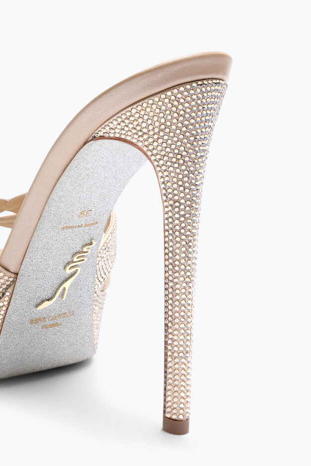 Dania Champagne Platform Slider Sandal 130