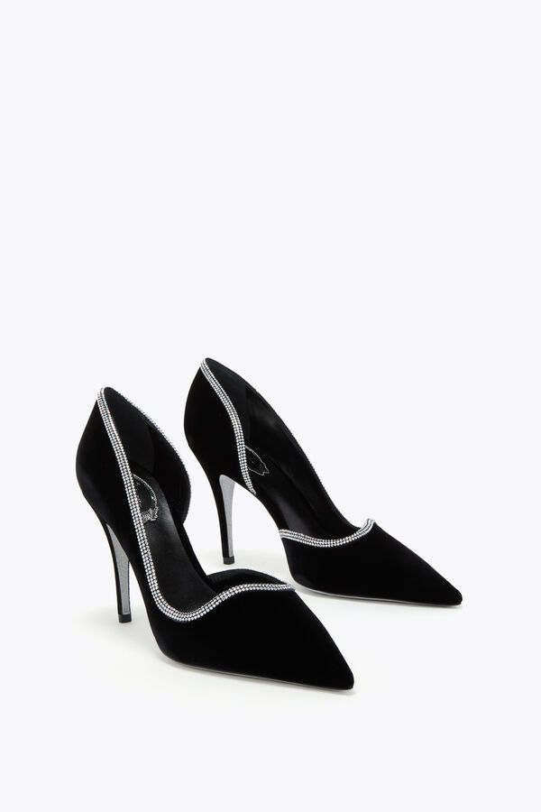 ONDA PUMP BLACK VELVET/CRYSTAL STRASS PUMP