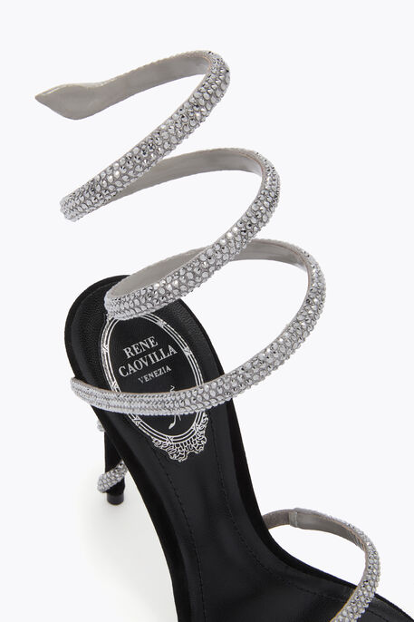 MARGOT BLACK SUEDE AND SILVER SANDAL 105