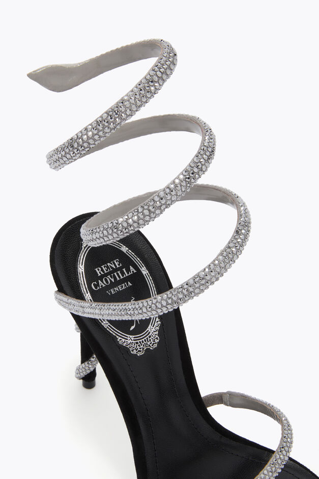 MARGOT BLACK SUEDE AND SILVER SANDAL 105