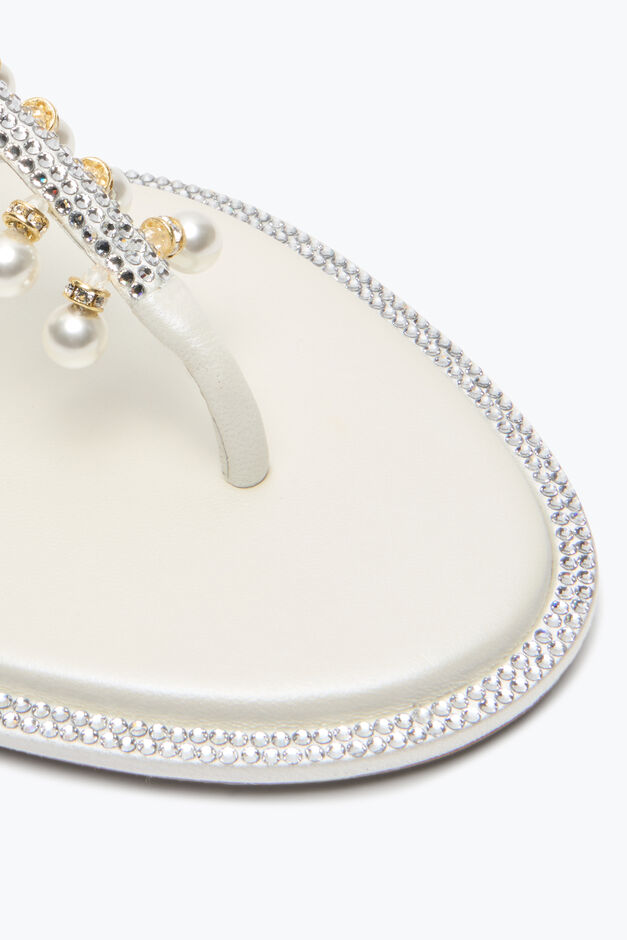 DIANA WHITE SANDAL WITH PEARLS 10 DIANA WHITE SANDAL WITH PEARLS 10