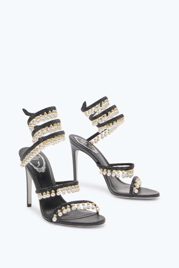 CHANDELIER BLACK SANDAL WITH PEARLS 105