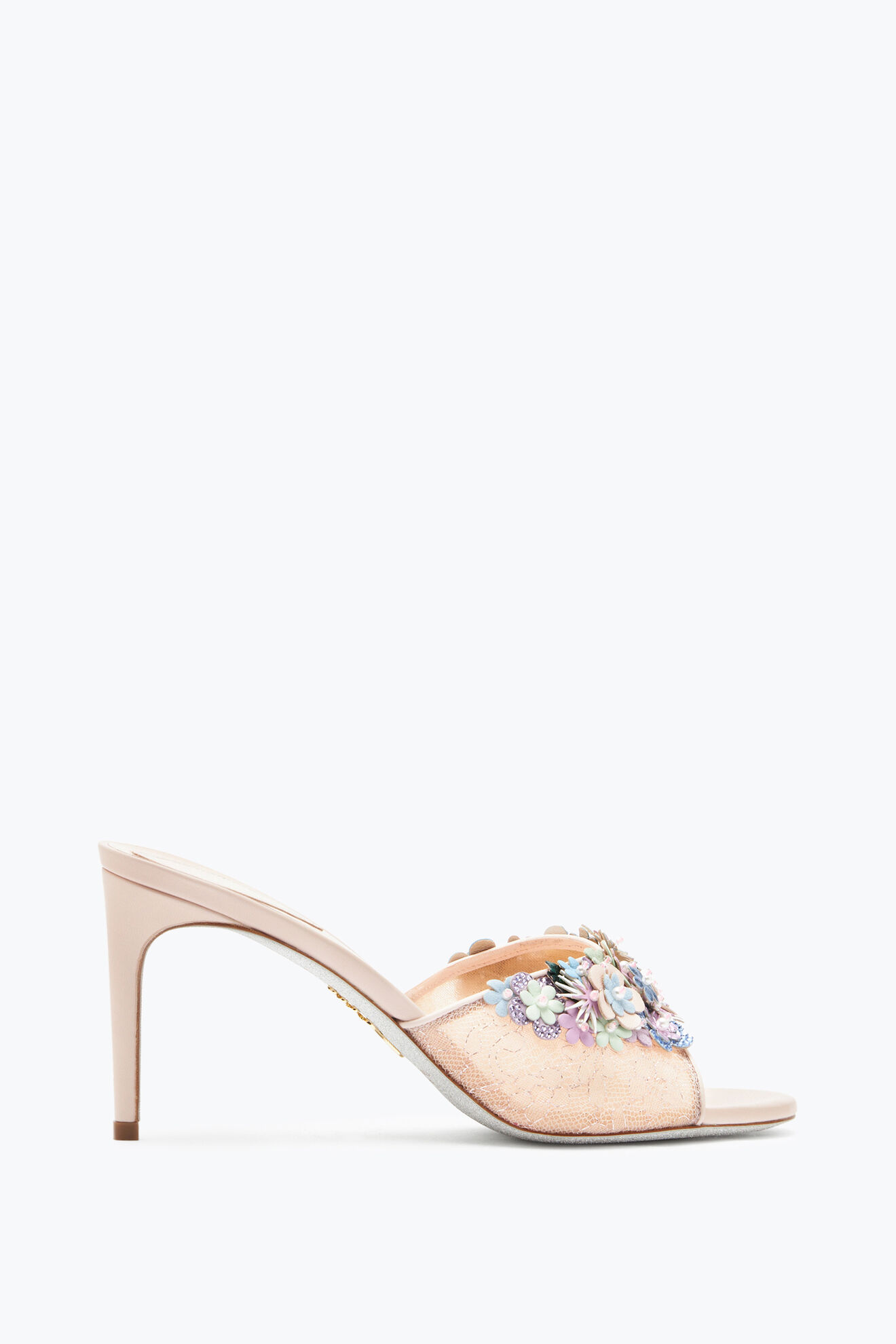 Roxanne Nude Slider Sandal 80 Mules in Beige for Women | Rene Caovilla®