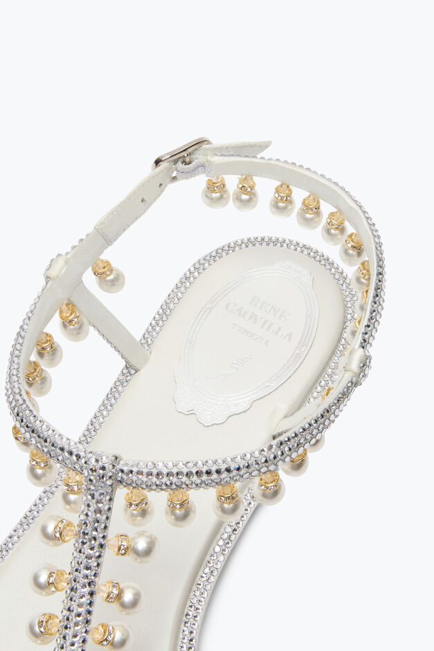 DIANA WHITE SANDAL WITH PEARLS 10 DIANA WHITE SANDAL WITH PEARLS 10