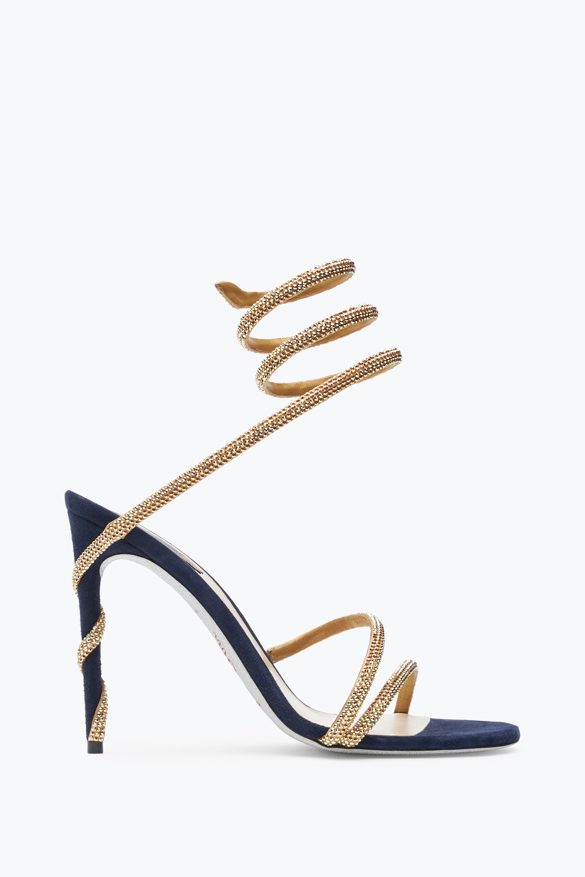 Jeweled Margot Crystal Blue-Gold Sandal 105 | Rene Caovilla®