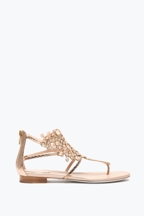 VENEZIANA GOLD AYERS LEATHER THONG SANDAL 10