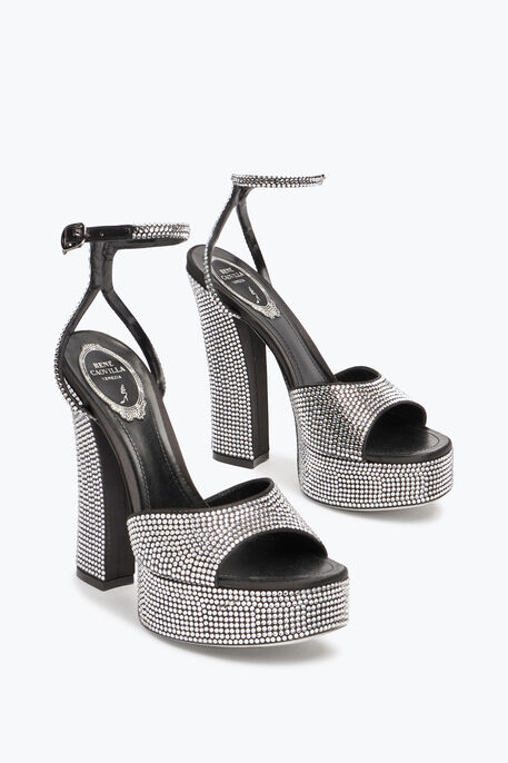 HELSA BLACK PLATFORM SANDAL WITH CRYSTALS 140