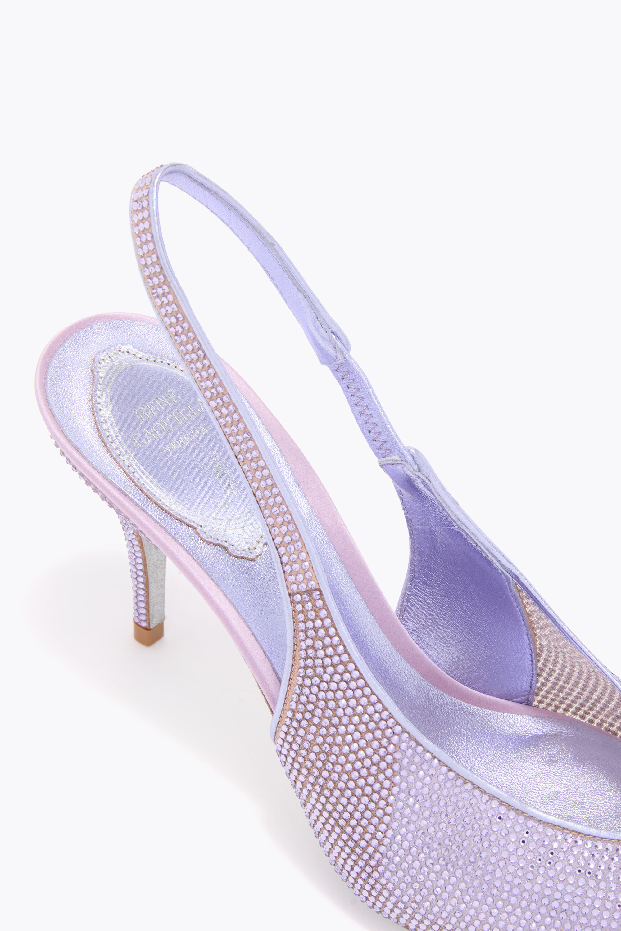 Jeweled JINNY METALLIC VIOLET SLINGBACK 80 | Rene Caovilla®