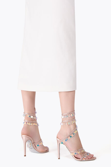 CHANDELIER POWDER PINK SANDAL WITH OVERSIZED CRYSTAL DROPS 105