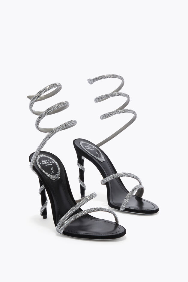 MARGOT BLACK SUEDE AND SILVER SANDAL 105
