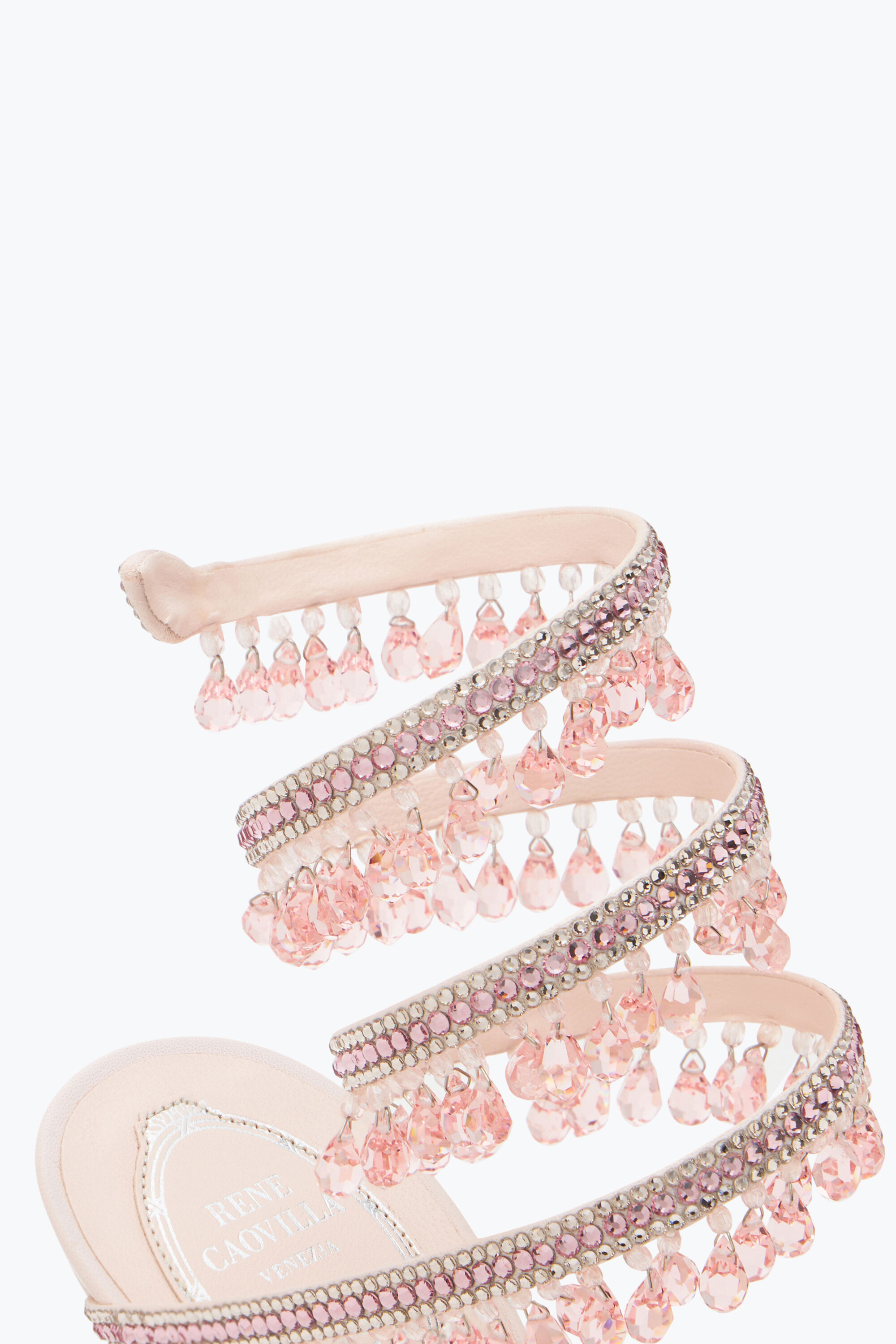 Jeweled Chandelier Powder Pink Sandal 105 | Rene Caovilla® Jeweled Chandelier Powder Pink Sandal 105 | Rene Caovilla®