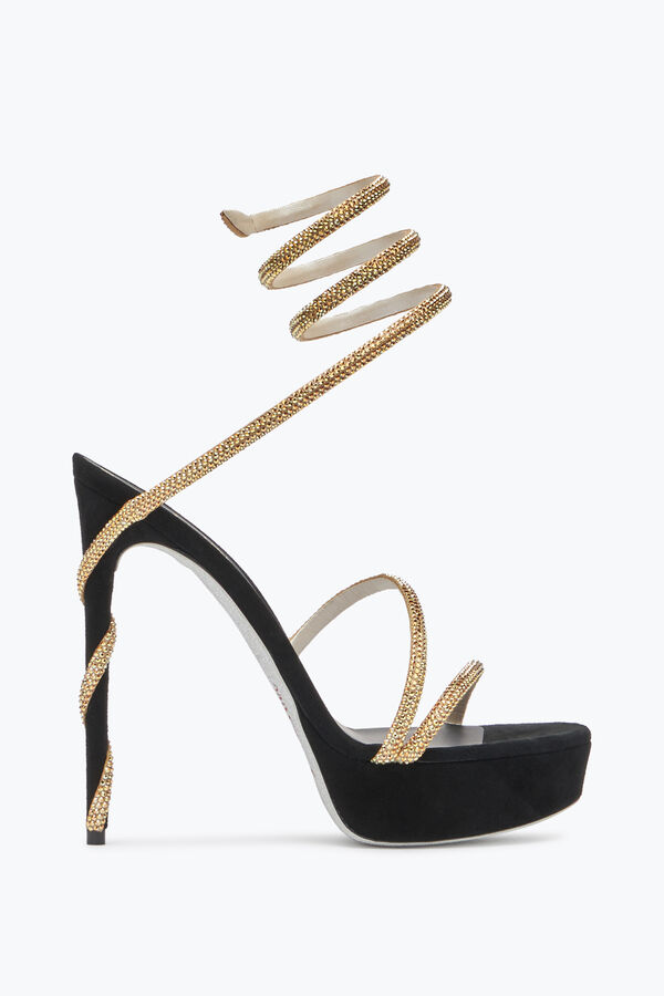 Margot Crystal Black-Gold Platform Sandal 130 Sandals in Black for ...