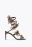 FLORIANE DARK BROWN SATIN/JET SILVER FLARE S SANDAL