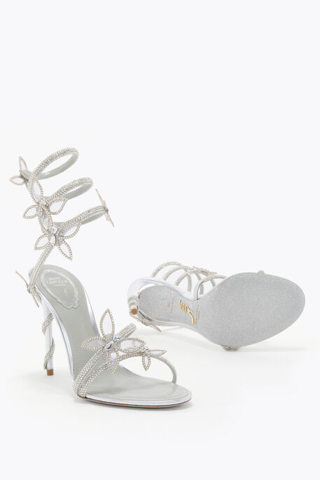 MARGOT MIRRORED SILVER SANDAL WITH BUTTERFLIES 105
