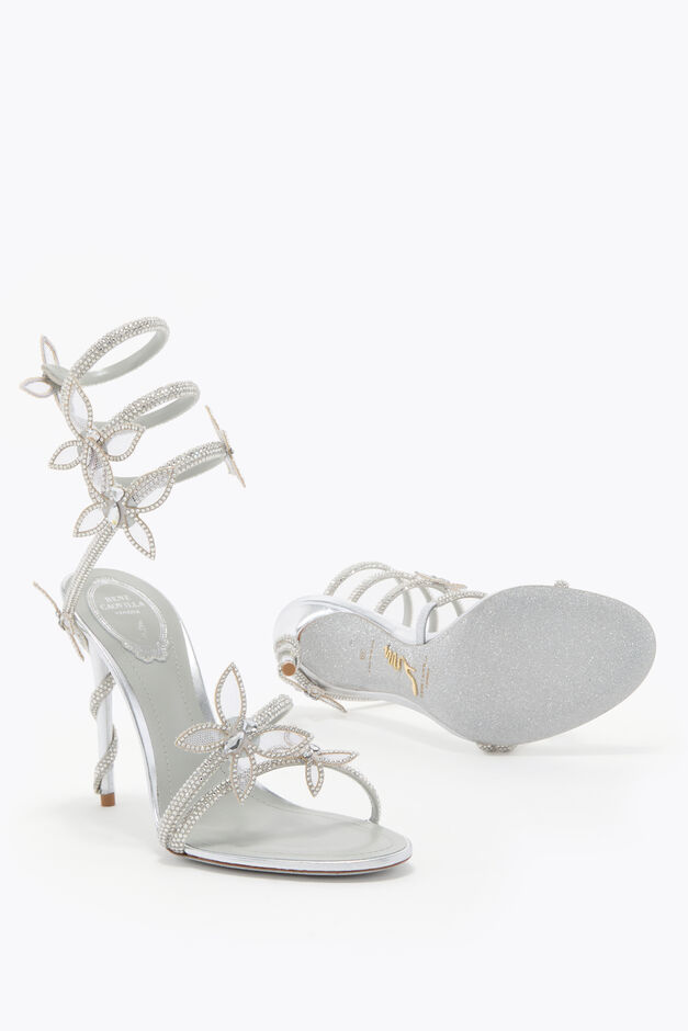 MARGOT MIRRORED SILVER SANDAL WITH BUTTERFLIES 105