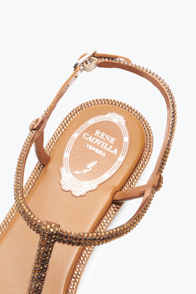 DIANA COGNAC SANDAL WITH CRYSTALS 10