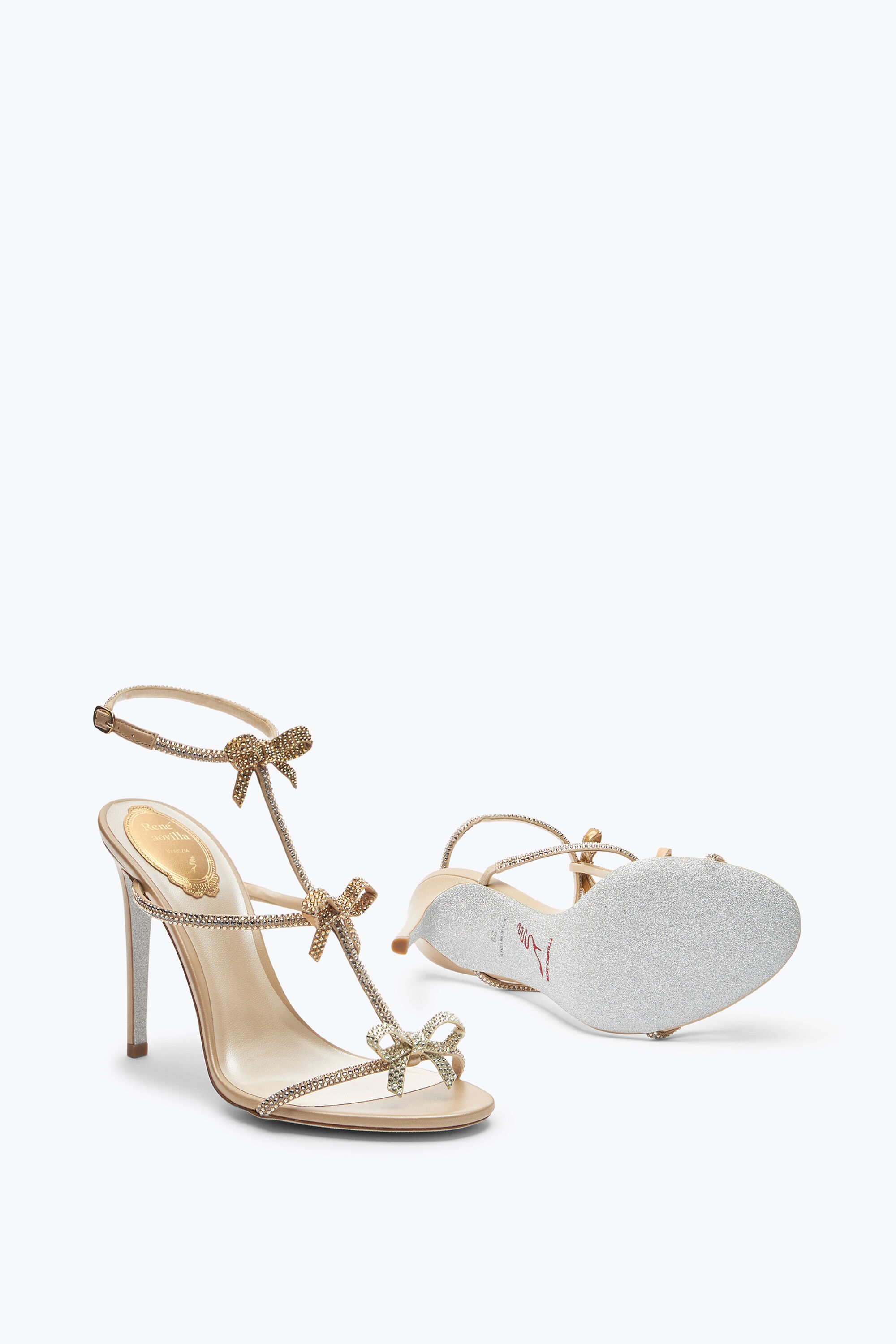 Jeweled Caterina Honey Sandal With Crystals 105 | Rene Caovilla®