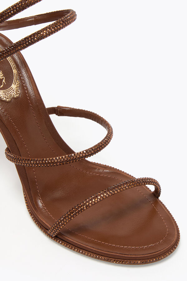 CLEO BROWN SATIN/SMOKED TOPAZ STRASS SANDAL