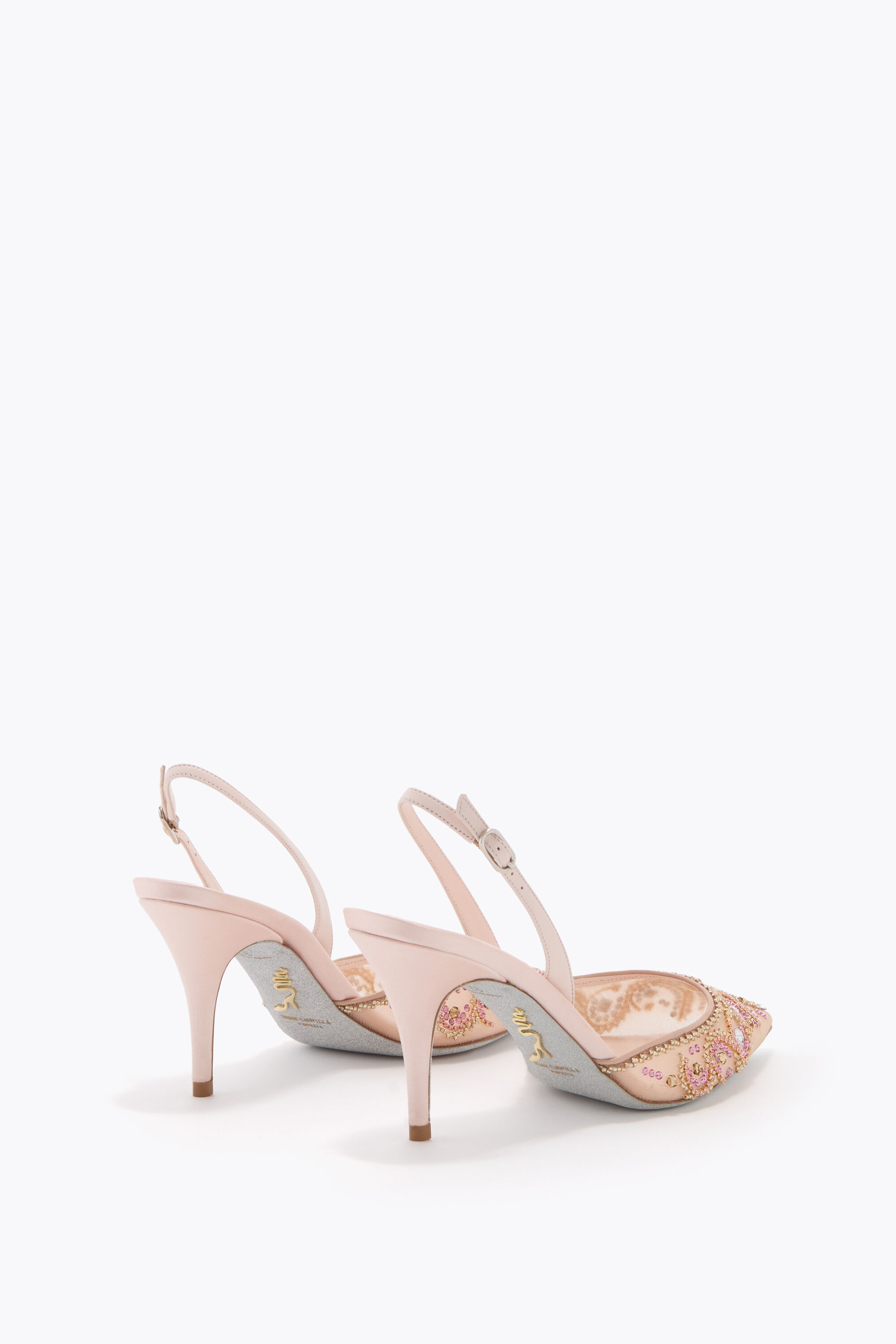 Jeweled JAHANARA POWDER PINK SLINGBACK 80 | Rene Caovilla®