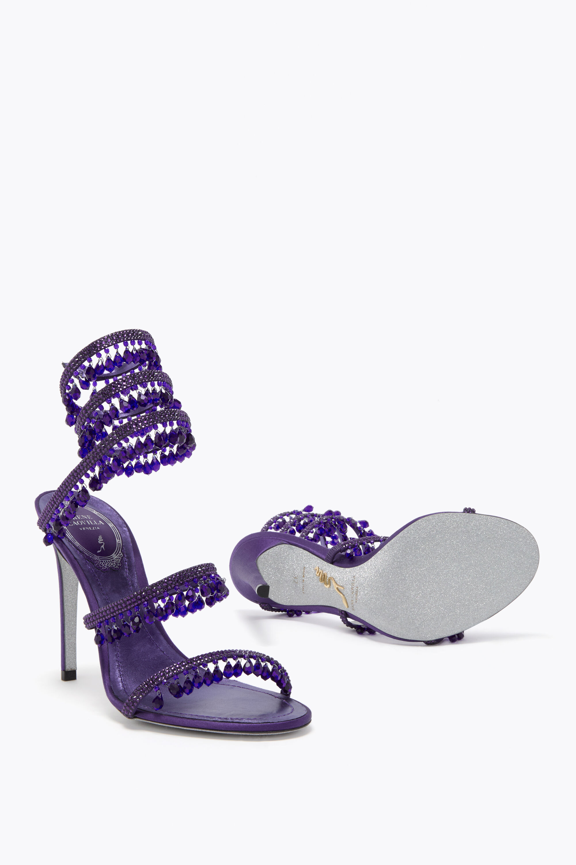 Jeweled CHANDELIER PURPLE SANDAL 105 | Rene Caovilla®