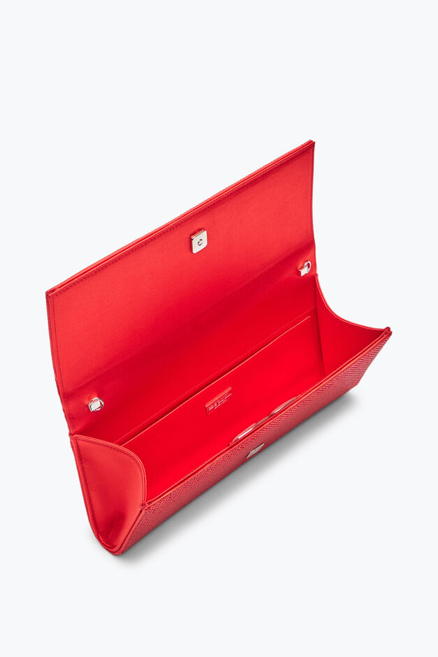 Zafira Red Clutch With All-Over Crystals