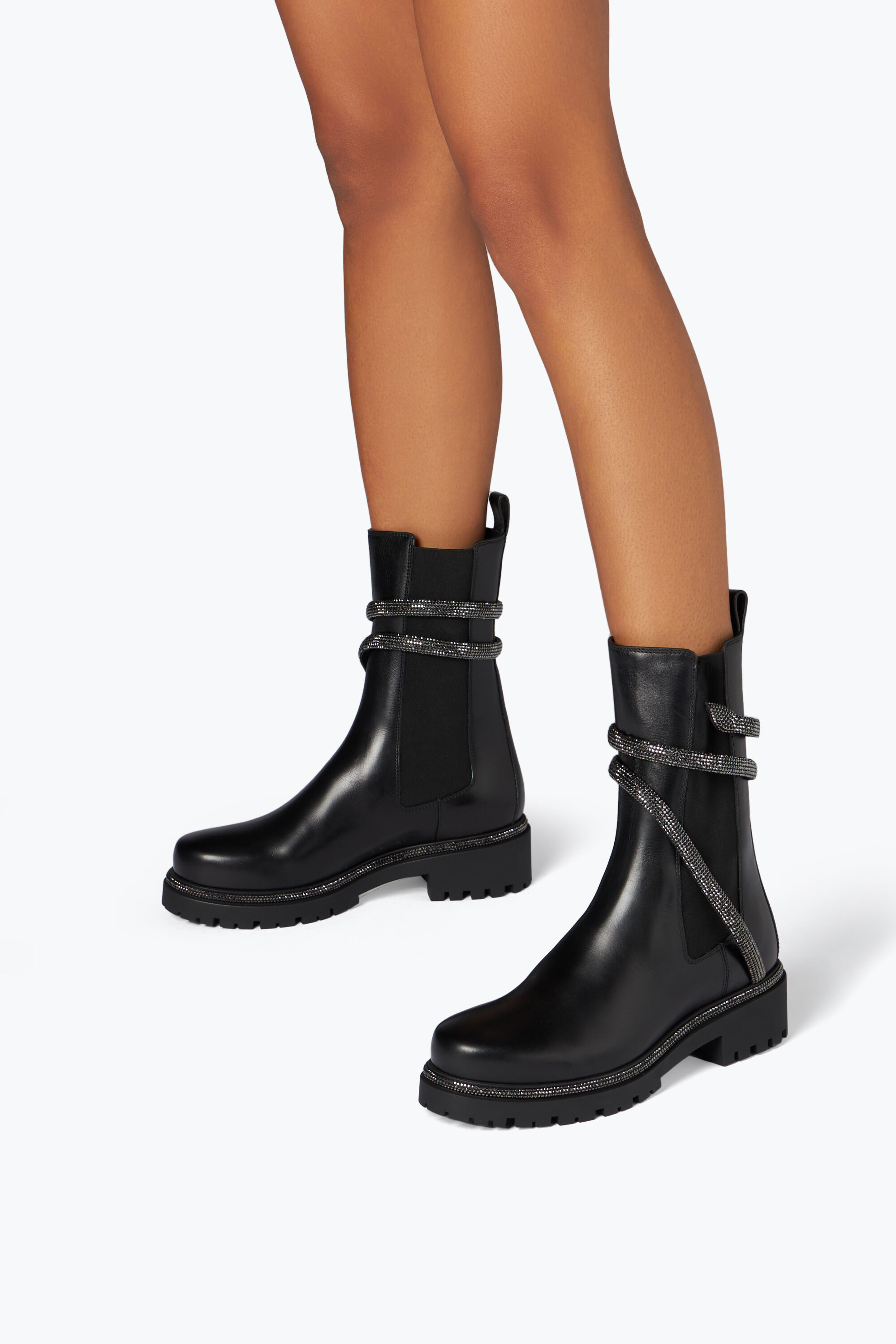 Black ankle biker boots discount