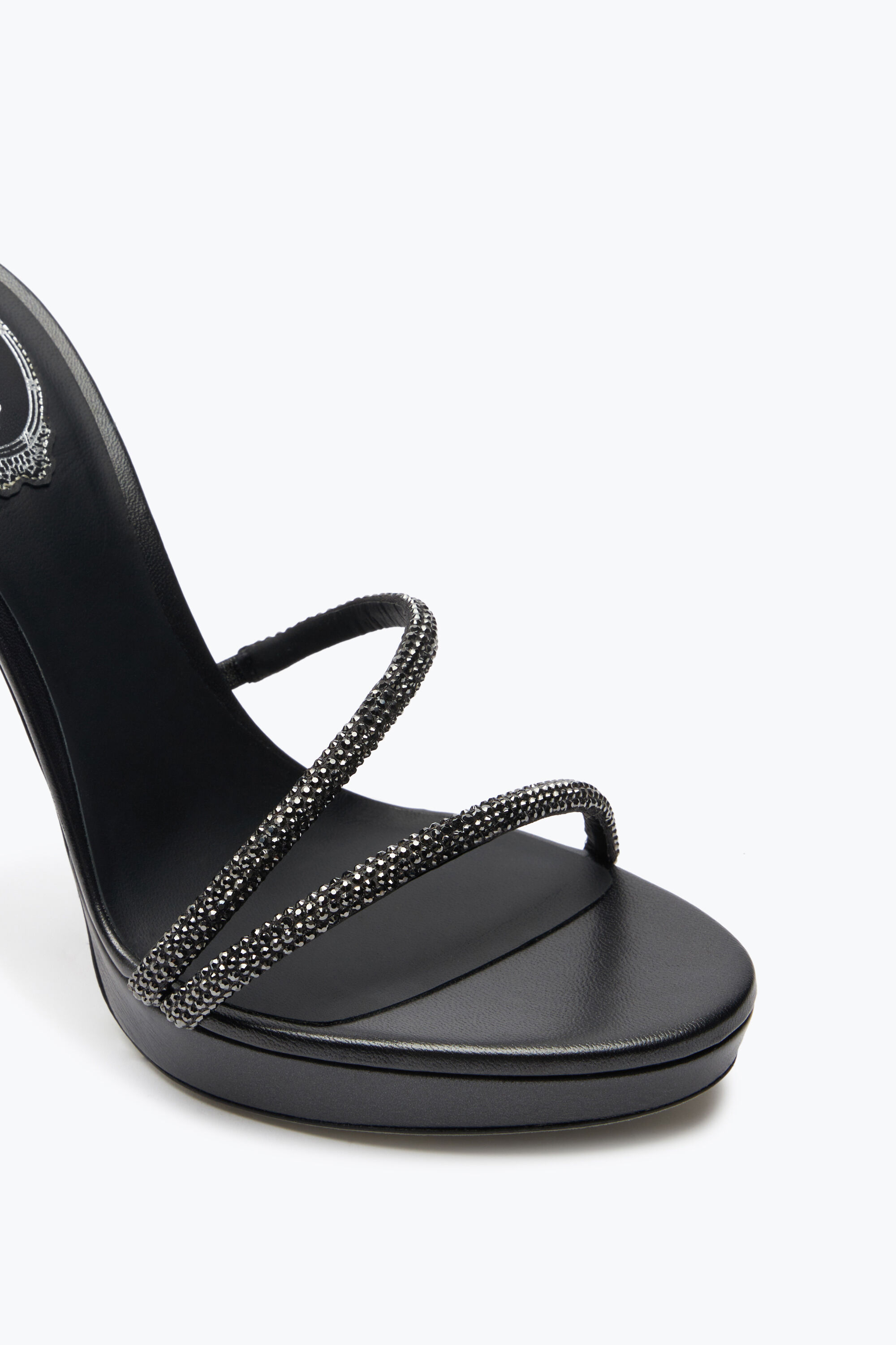 Jeweled MARGOT CRYSTAL BLACK PLATFORM SANDAL 120 | Rene