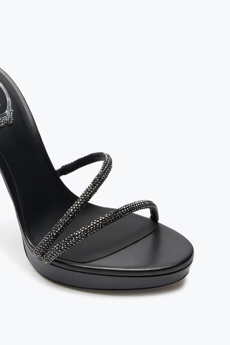 MARGOT CRYSTAL BLACK PLATFORM SANDAL 120