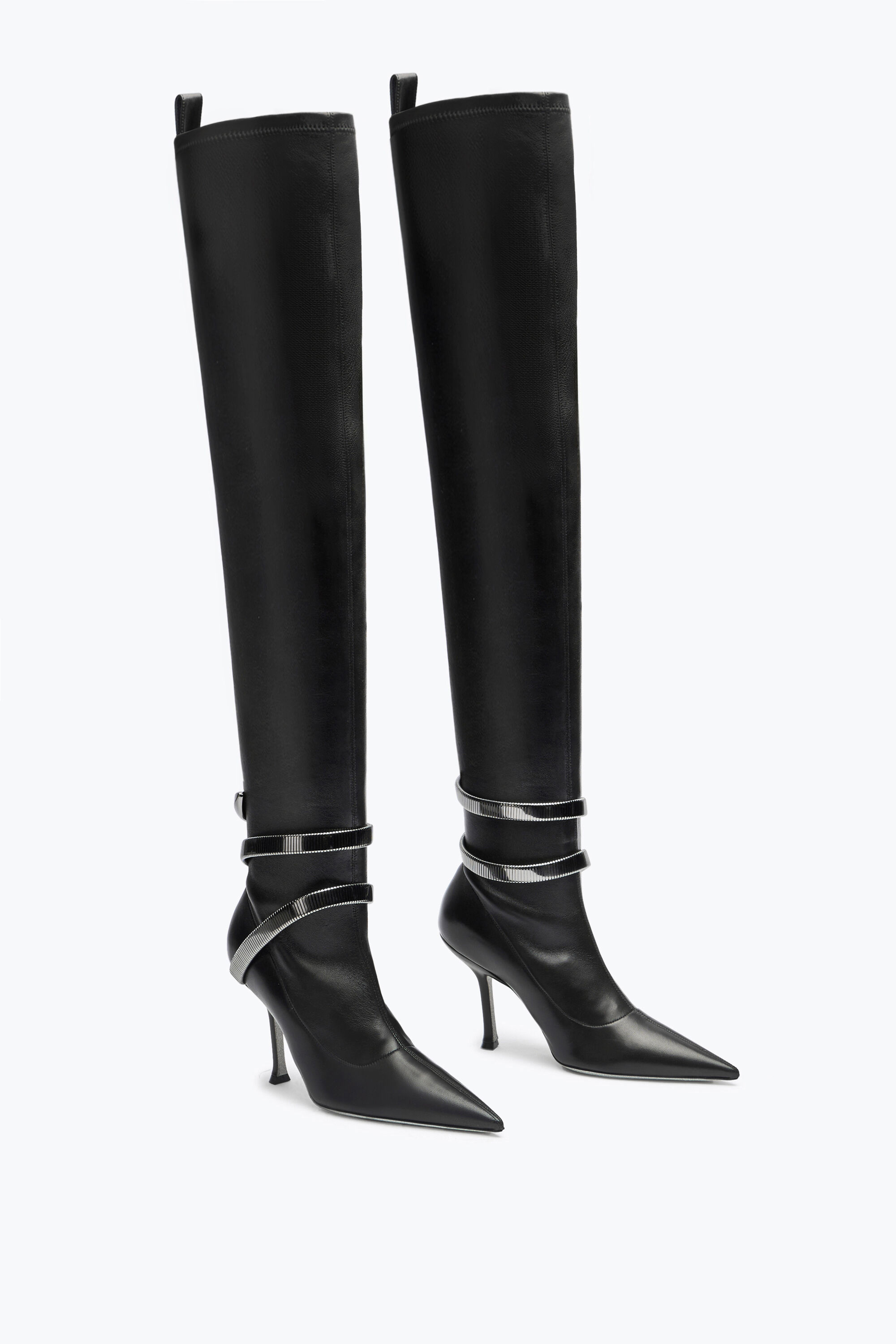 RENE CAOVILLA　レザーロングブーツ　37.5 黒 RG381 Jeweled JUNIPER CUISSARDS | Rene Caovilla®