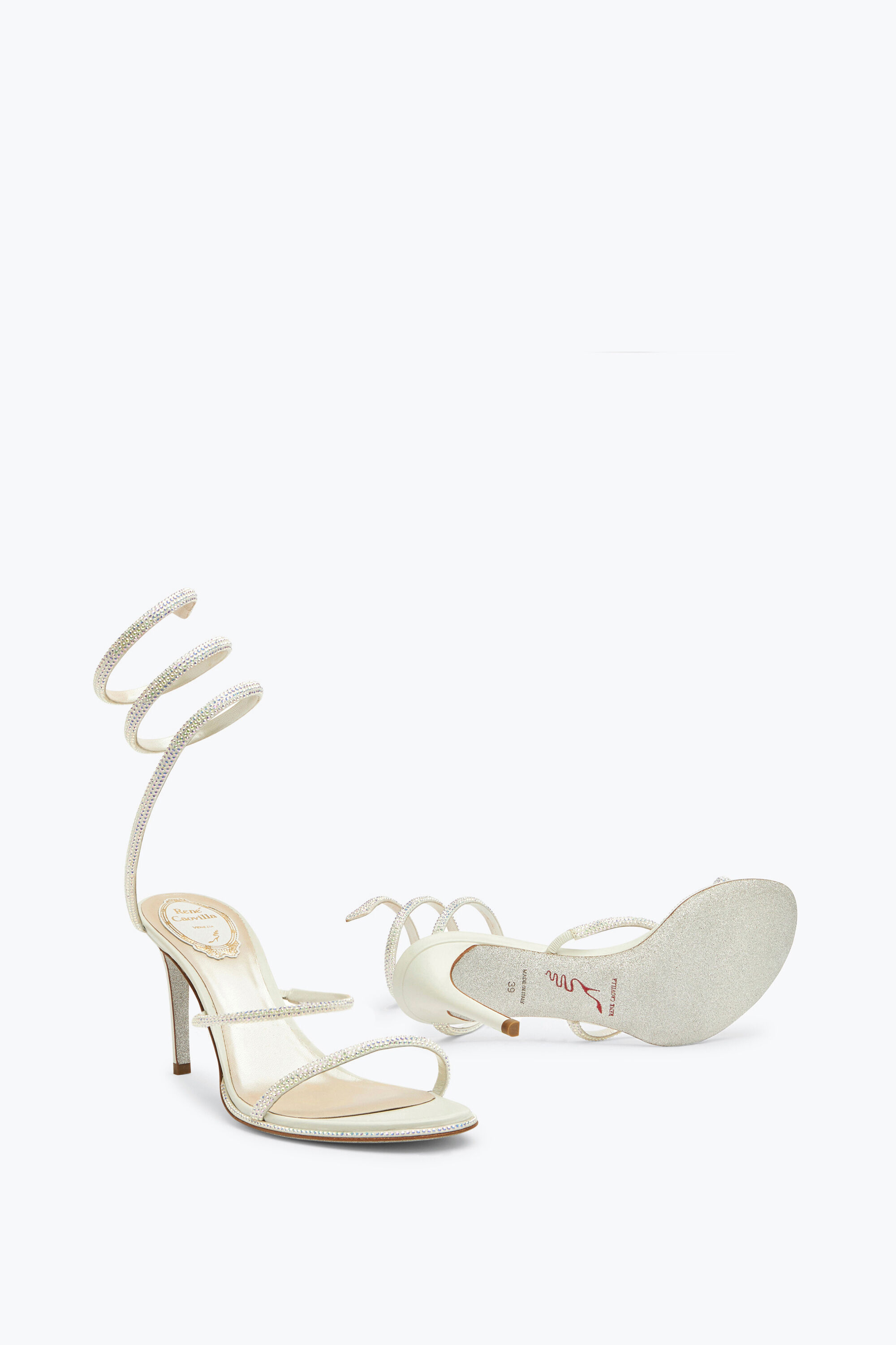 Jeweled CLEO WHITE SANDAL 80 | Rene Caovilla®