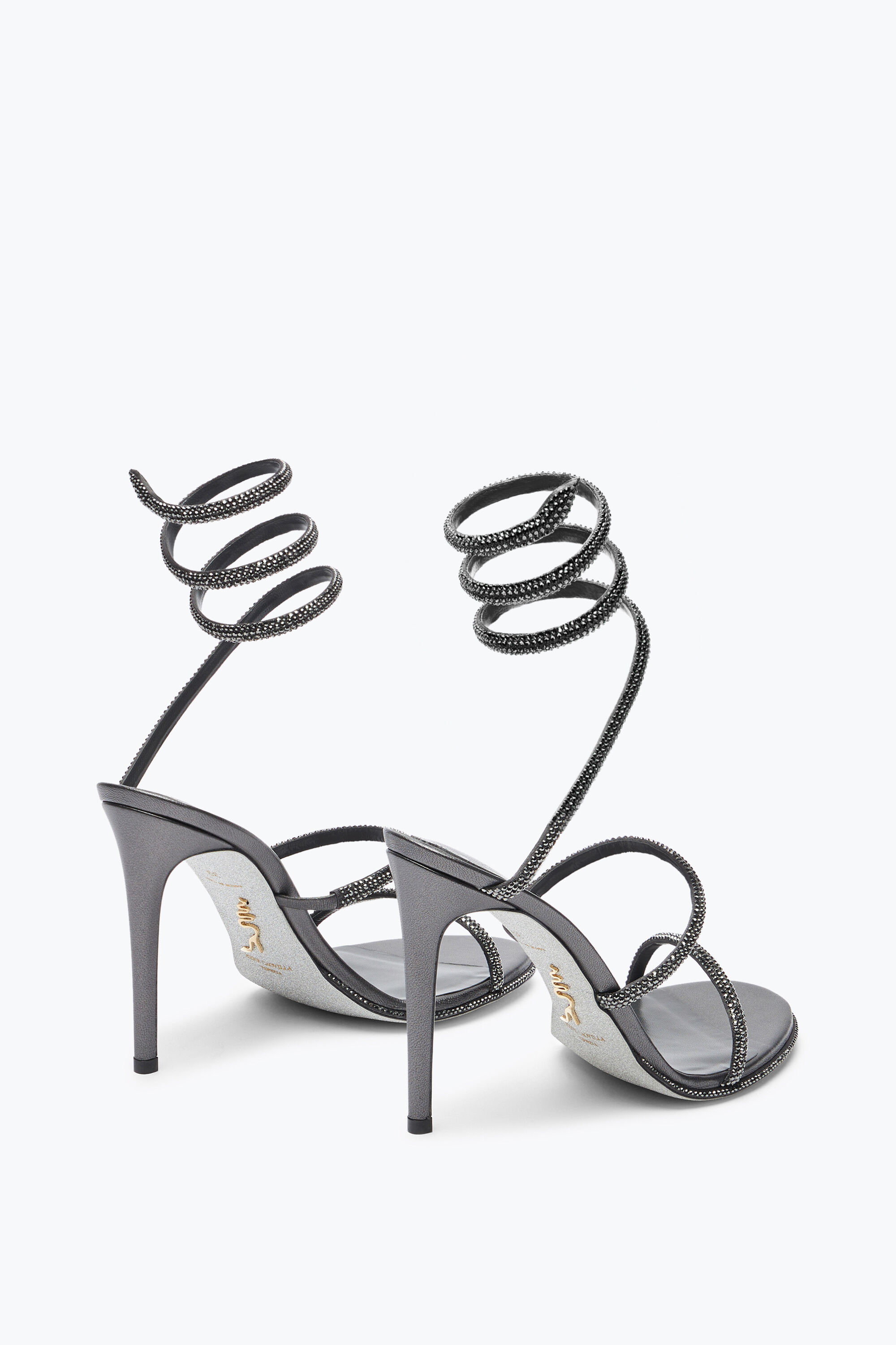 Jeweled Cleo Anthracite Sandal With Crystals 105 | Rene Caovilla®
