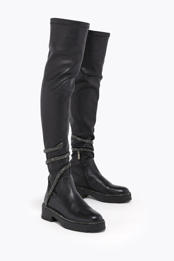 CLEO CUISSARD BLACK LAMB/JET HEMATITE STRASS BOOT