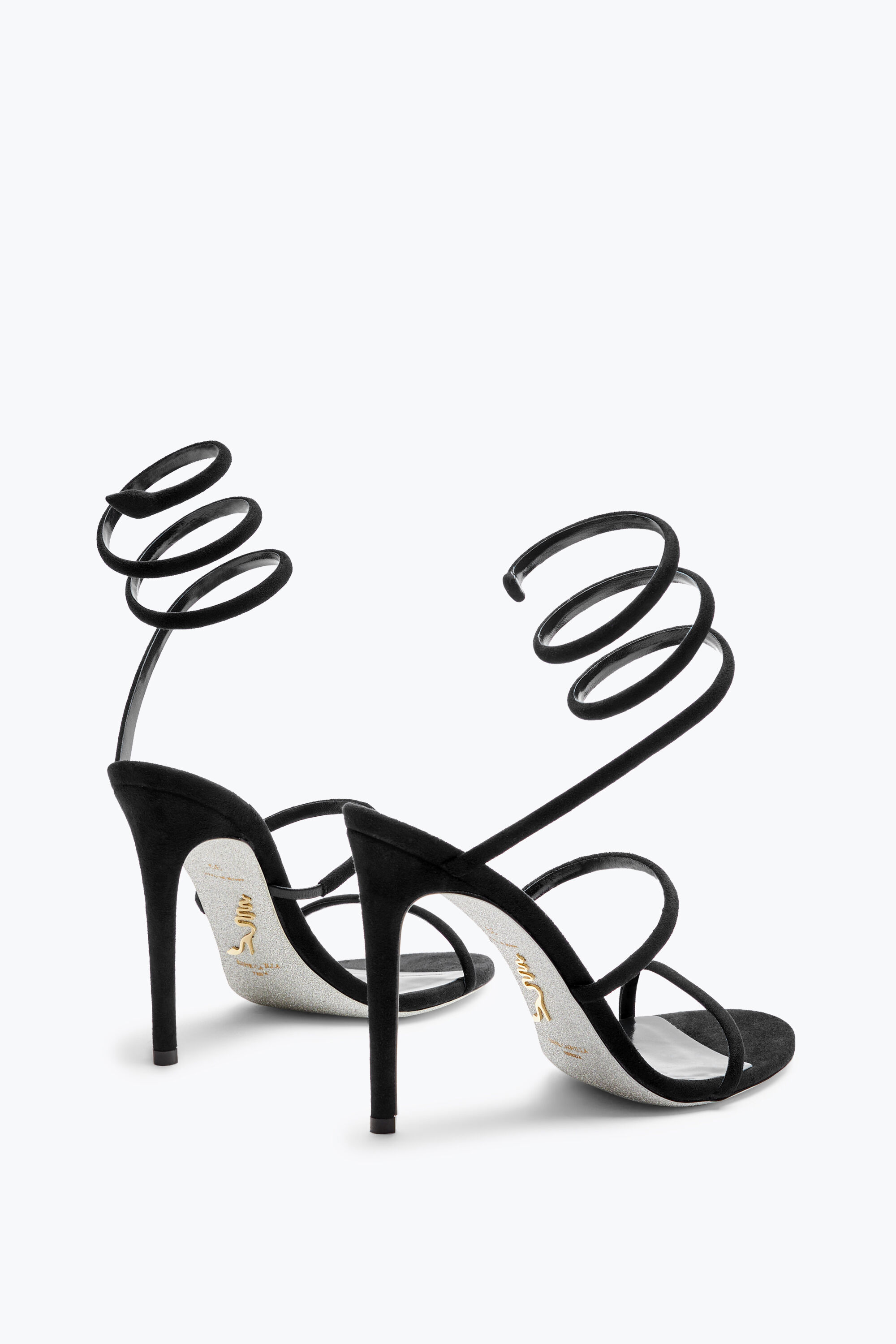 Jeweled Cleo Black Suede Sandal 105 | Rene Caovilla®