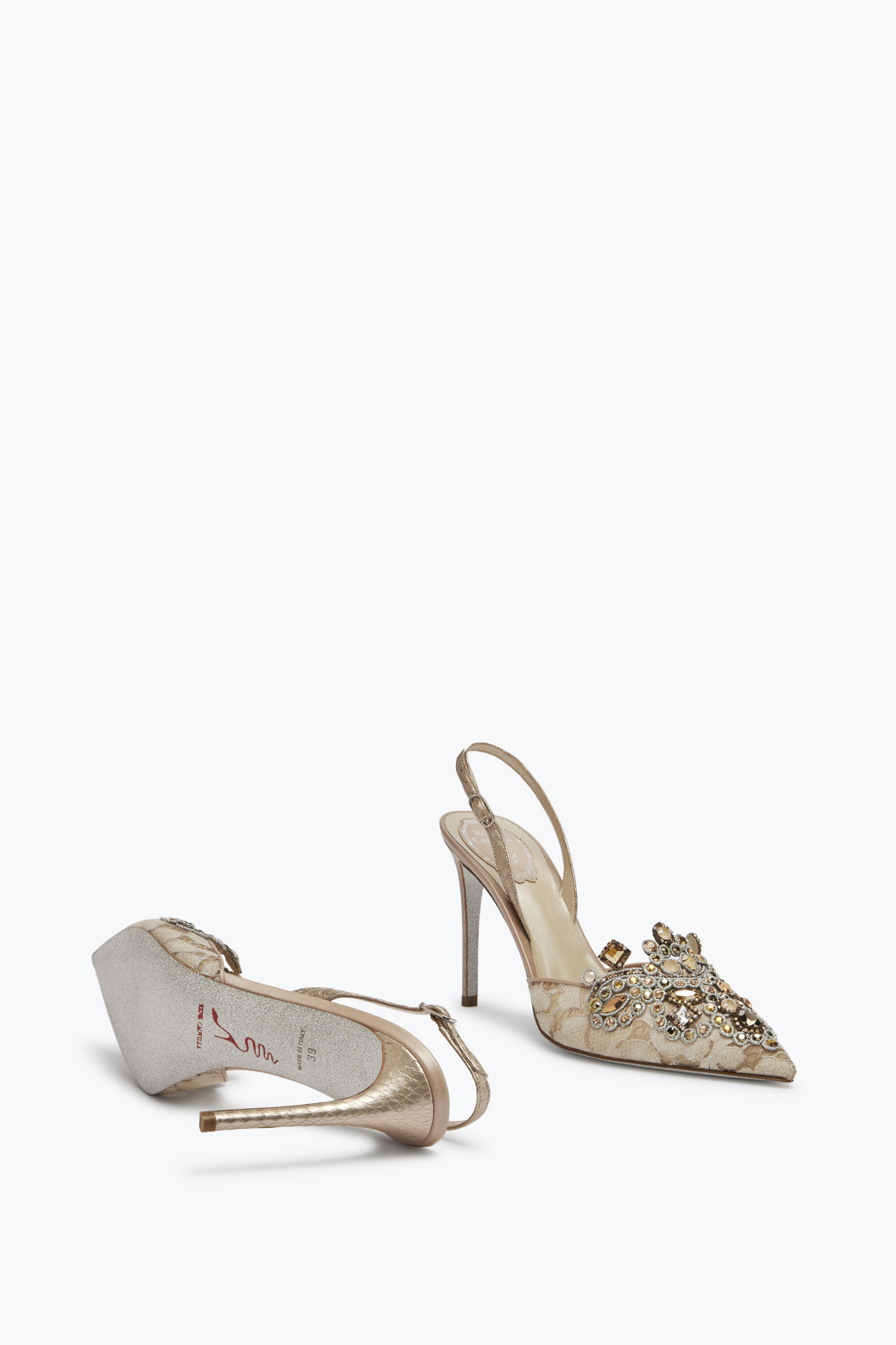 Jeweled Gilt Decorated Slingbacks Veneziana | Rene Caovilla®